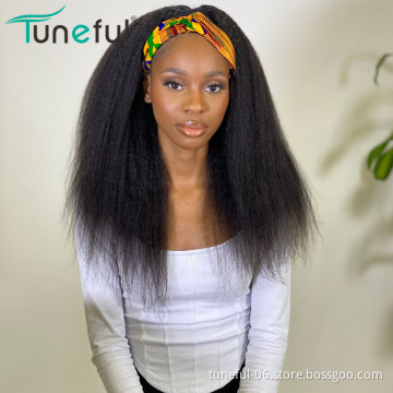 Headband Wig Virgin Brazilian Cuticle Aligned Human Hair 40 Inch Colorful Wig ,Headband Kinky Ponytail Human Hair Wig